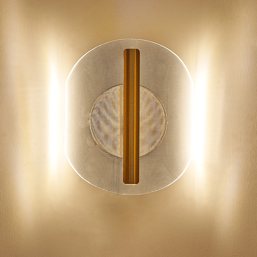 Gold LED Acrylic Wall Sconce 2 Light Indoor Wall Lamp Modern window image