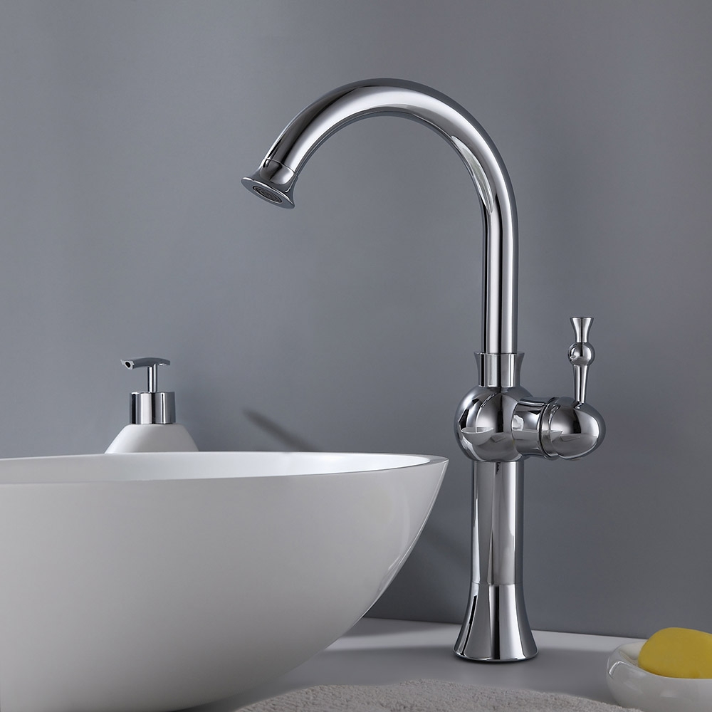 Fairmo Countertop Monoboc Tall Basin Mixer Tap for Bathroom Single Handle Solid Brass window image