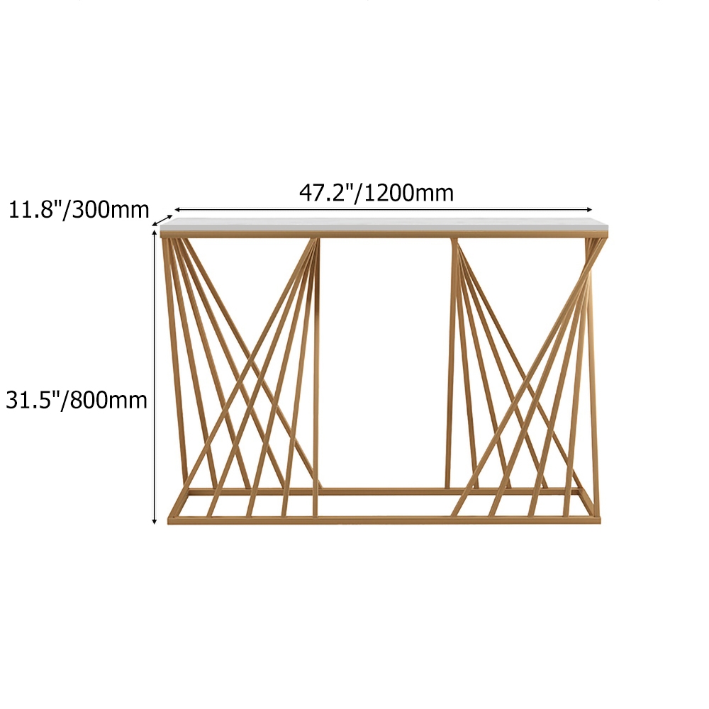 47.2" Modern Narrow Console Table Rectangular Metal in Gold window image