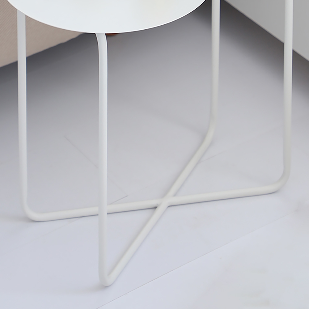 Modern White Metal End Table 2-Tiered Double Tray Side Table window image