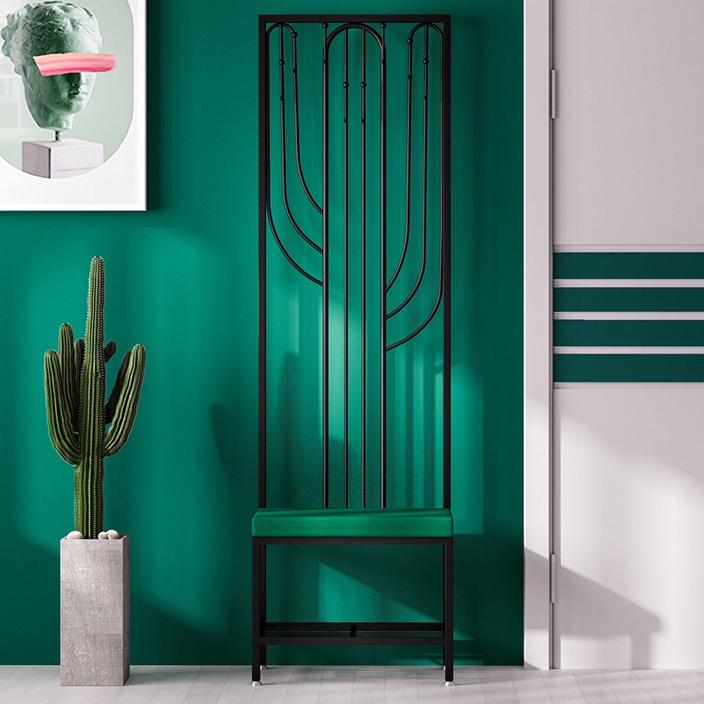 Hall Tree mit Bank Schuhaufbewahrung gepolsterter Kleiderständer Gold