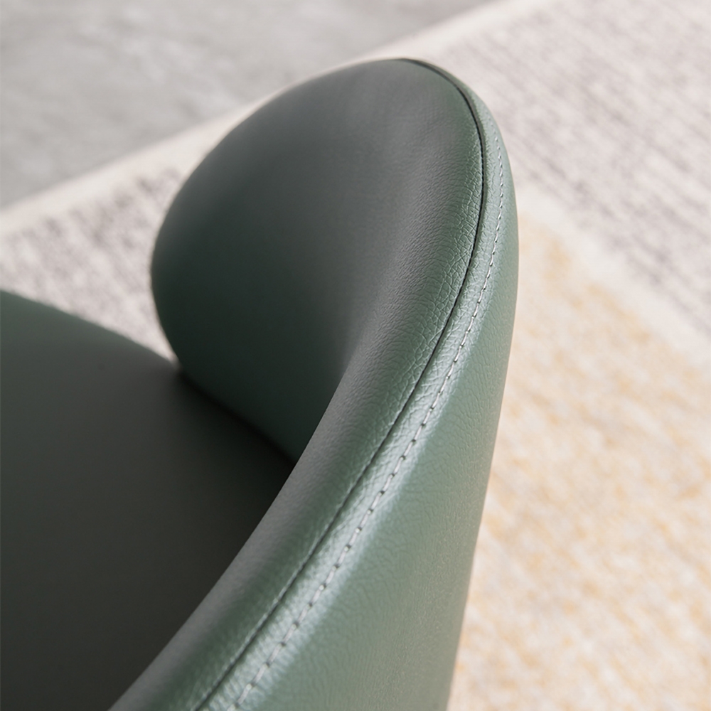 Modern Green Upholstered PU Leather Carbon Steel Leg Side Chair Set of 2 in Black window image