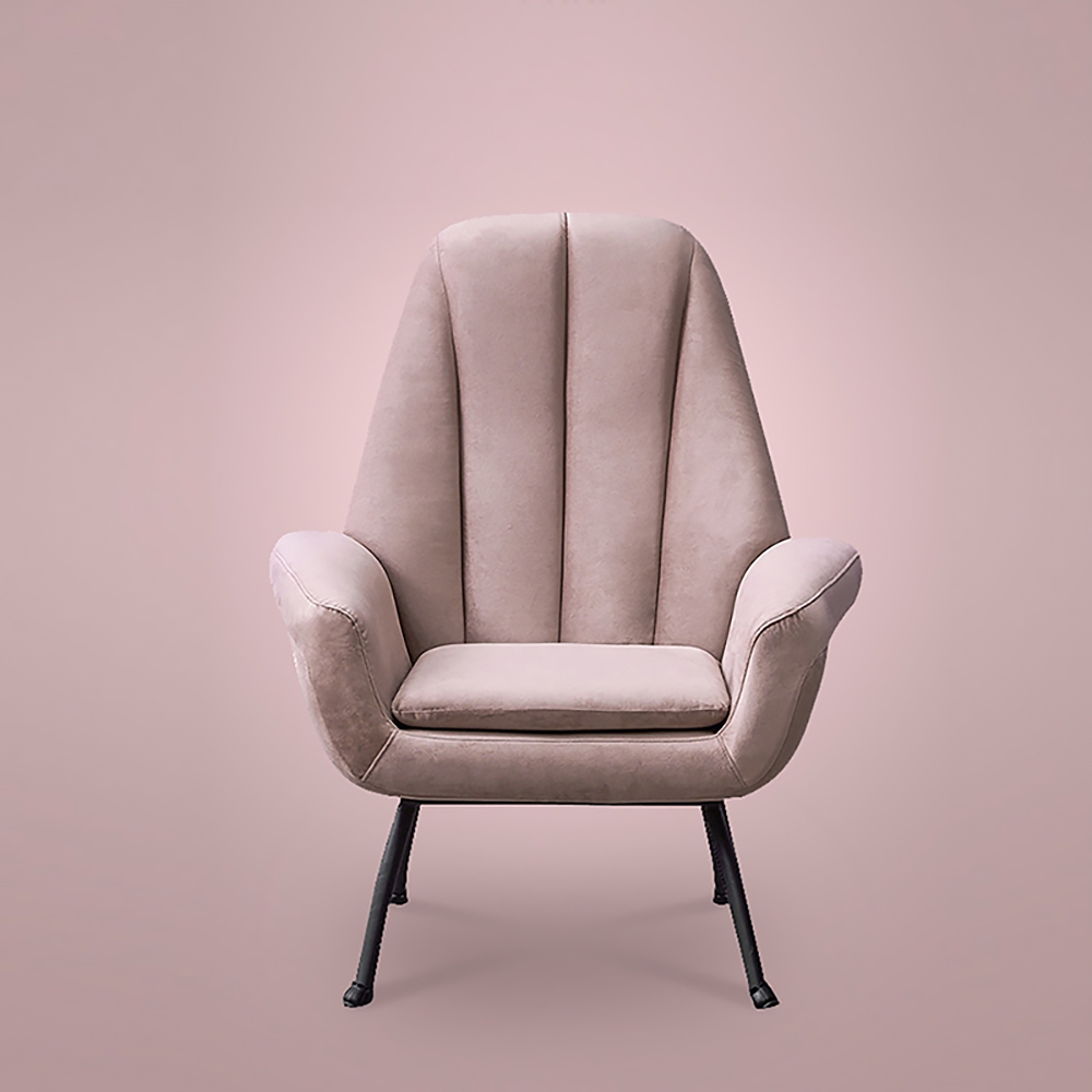 Modern Accent Chair Pink Velvet Upholstered Accent Chair window image