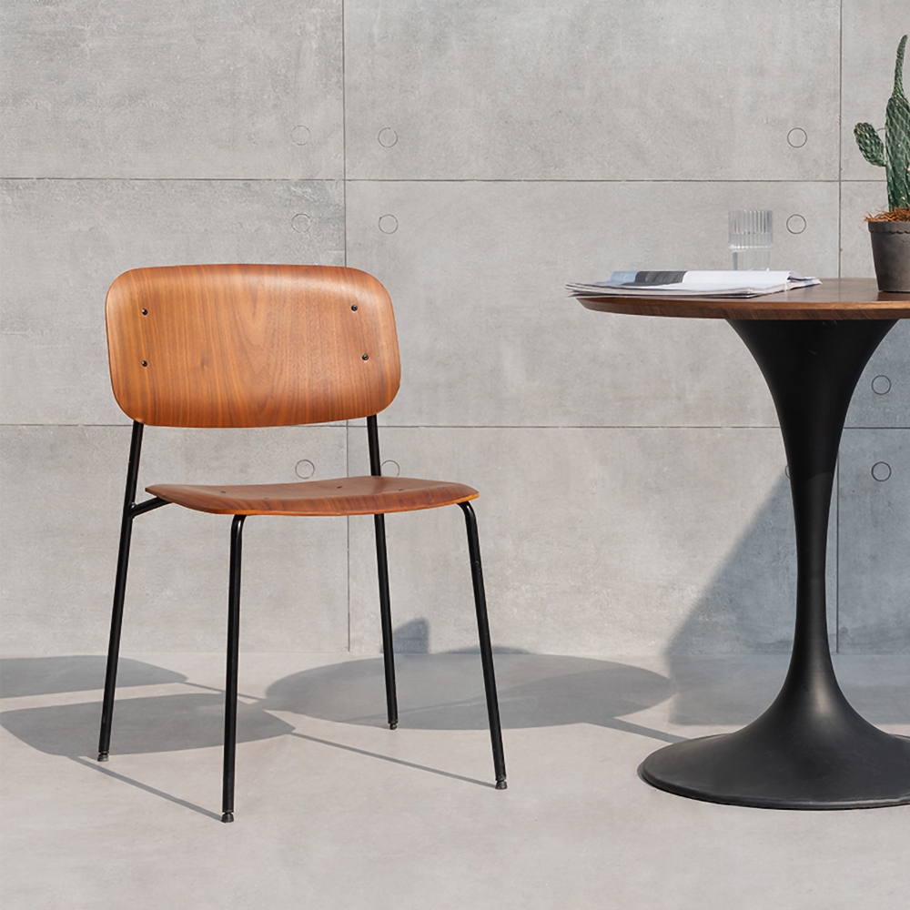 Walnut Dining Chair Modern Armless Dinging Chair Set of 2 in Black window image