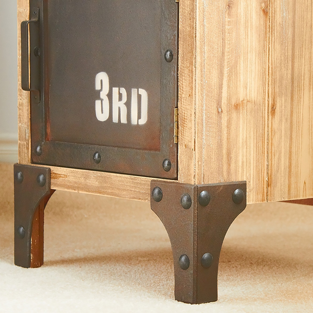 Farmhouse Tall Storage Cabinet with 3-Door Pine Wood Distressed Metal window image