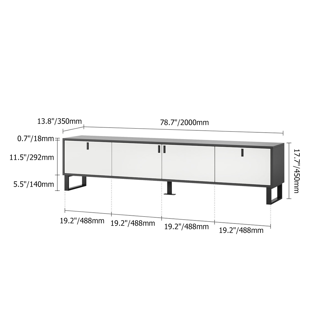 78" White & Gray TV Stand Minimalist Media Console with Doors & Drawers & Shelves window image