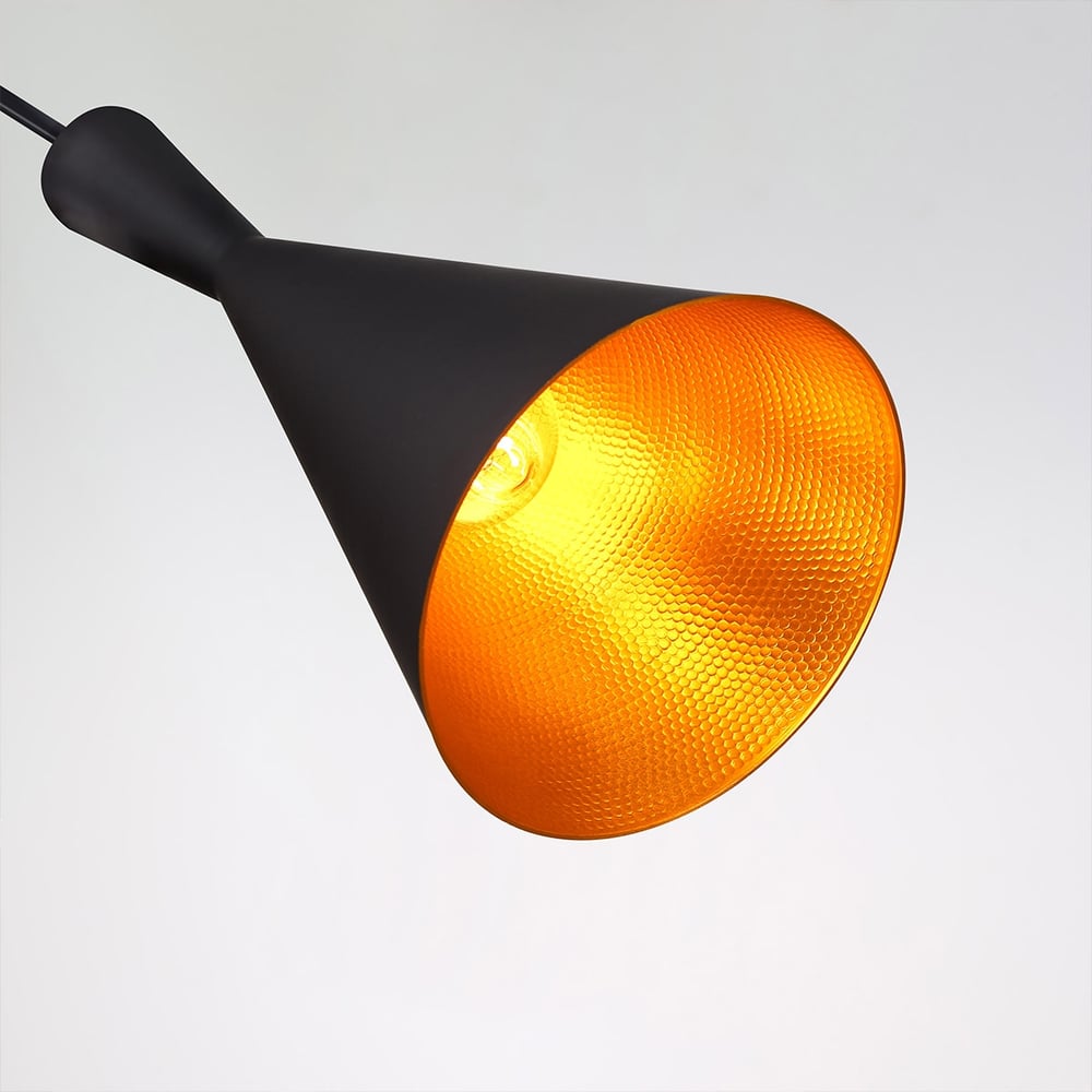 Modern Aluminum Geometric Form Tall Single-Light Hanging Pendant Light Fixture in Black window image