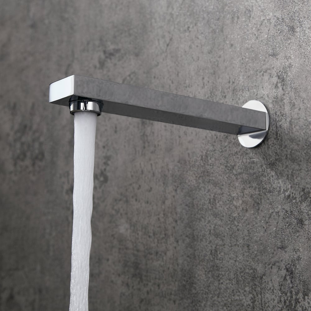 Dree Solid Brass Wall Mounted 16" Square Rainshower Handshower and Tub Spout Shower Combo Set in Polished Chrome window image