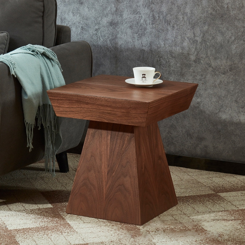Rustic Wood End Table with Storage Drawer with Veneer window image
