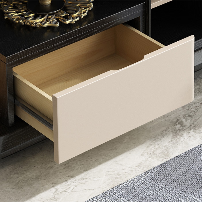 Modern Sideboard Buffet Gold Sideboard Table with Drawer & Shelf Accent Cabinet Open Storage window image