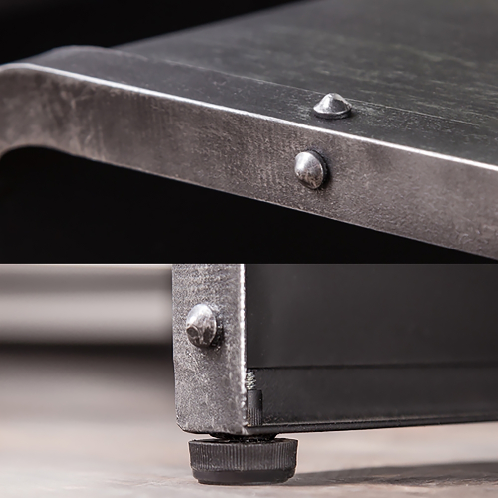 Industrial Vintage Distressed Silver Coffee Table Rectagular Accent Table Metal window image