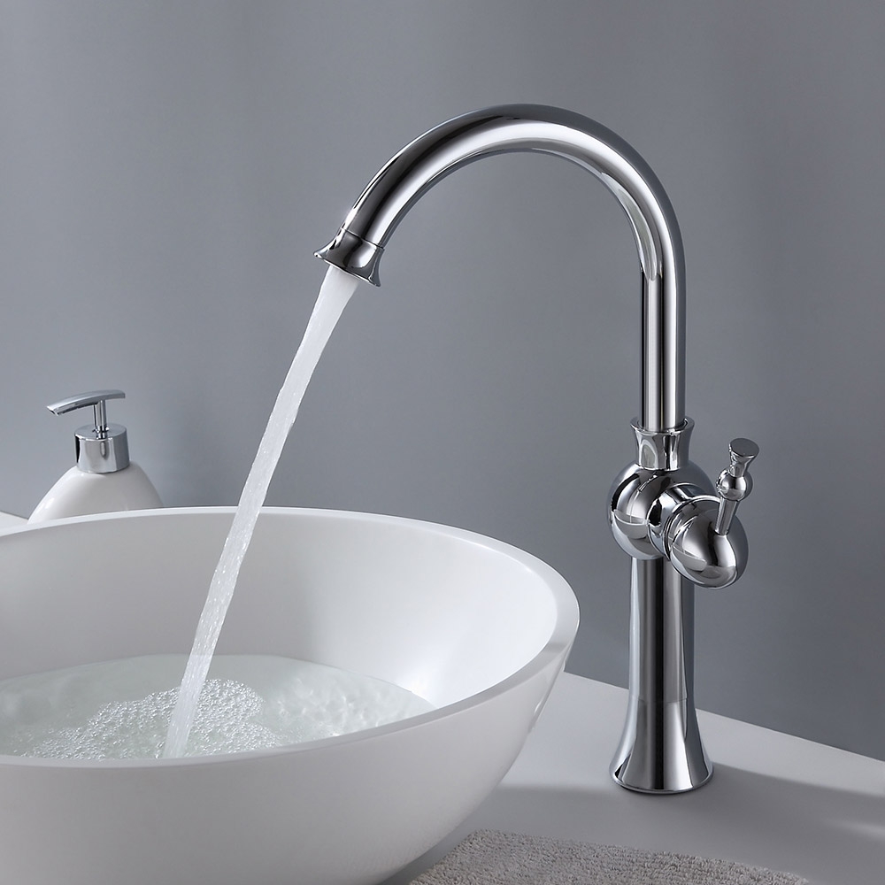 Fairmo Countertop Monoboc Tall Basin Mixer Tap for Bathroom Single Handle Solid Brass window image