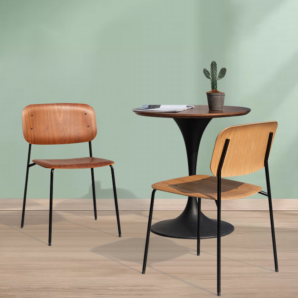 Walnut Dining Chair Modern Armless Dinging Chair Set of 2 in Black window image