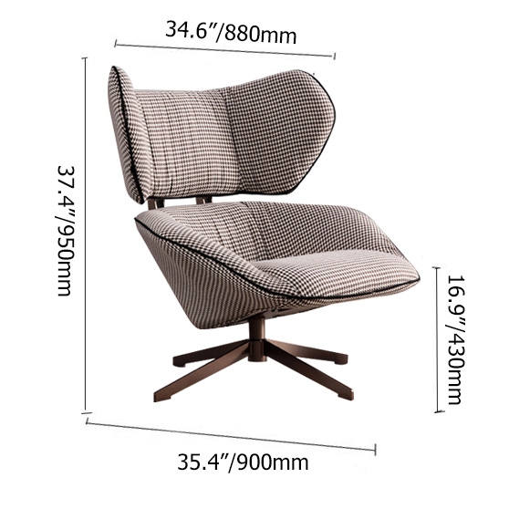 Modern Swivel Wingback Lounge Chair Sofa Chair Houndstooth Fabric Upholstery window image