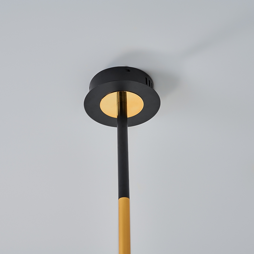 Linear LED Acrylic Island Pedant Light Black and Gold 5 Light Modern window image