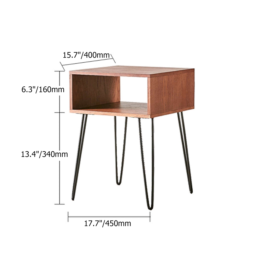 Vintage Walnut Nightstand Open Shelf Bedside Table in Black Finish window image