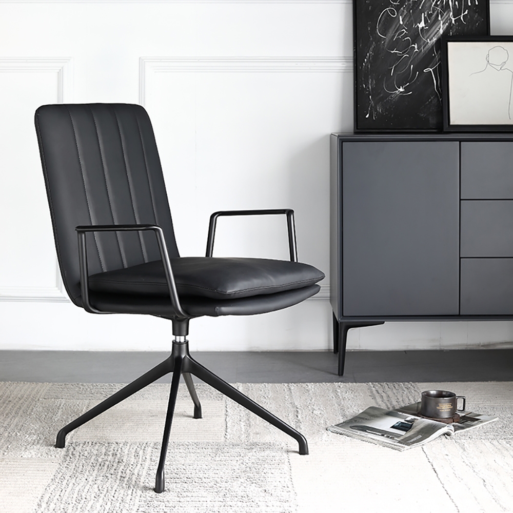 Black Modern Creative Office Chair Home Study Desk Chair Backrest Armchair window image