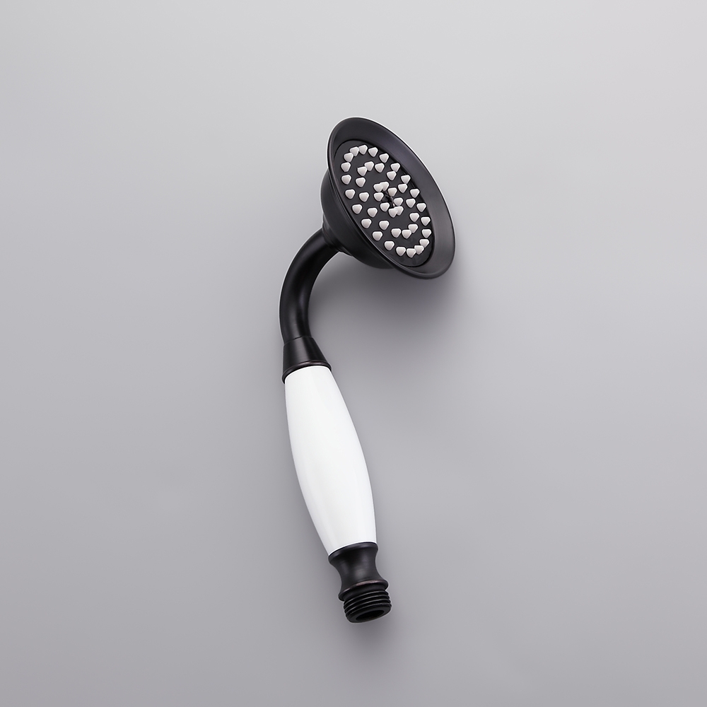 Montag Deck Mounted Waterfall Tub Filler Faucet with Hand Shower Solid Brass in Antique Black window image