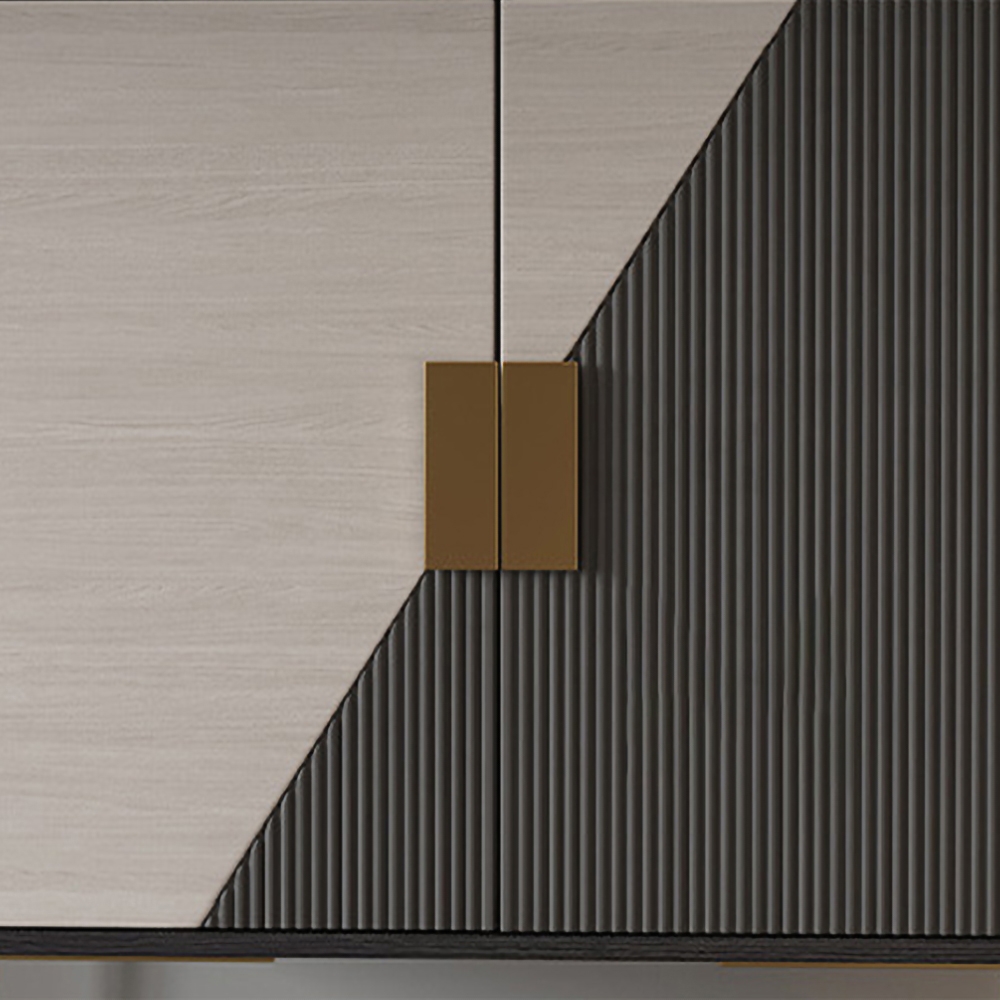 Black 2-Door Chest Modern Accent Cabinet with 4 Shelves in Gold window image