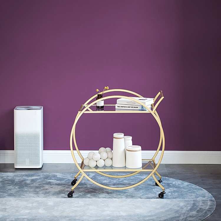 800mm Modern 2-Tier Utility Cart with Wheel Gold window image