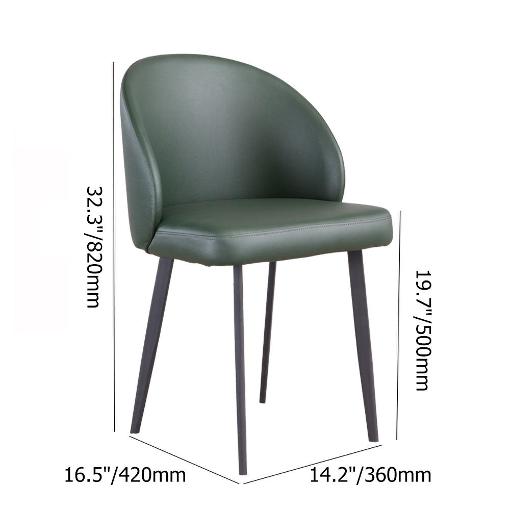 Modern Green Upholstered PU Leather Carbon Steel Leg Side Chair Set of 2 in Black window image