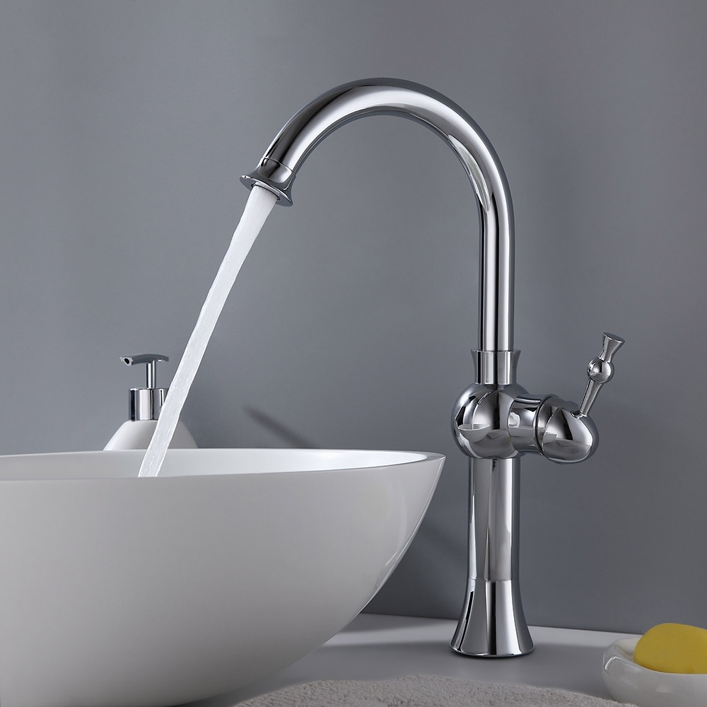 Fairmo Countertop Monoboc Tall Basin Mixer Tap for Bathroom Single Handle Solid Brass window image