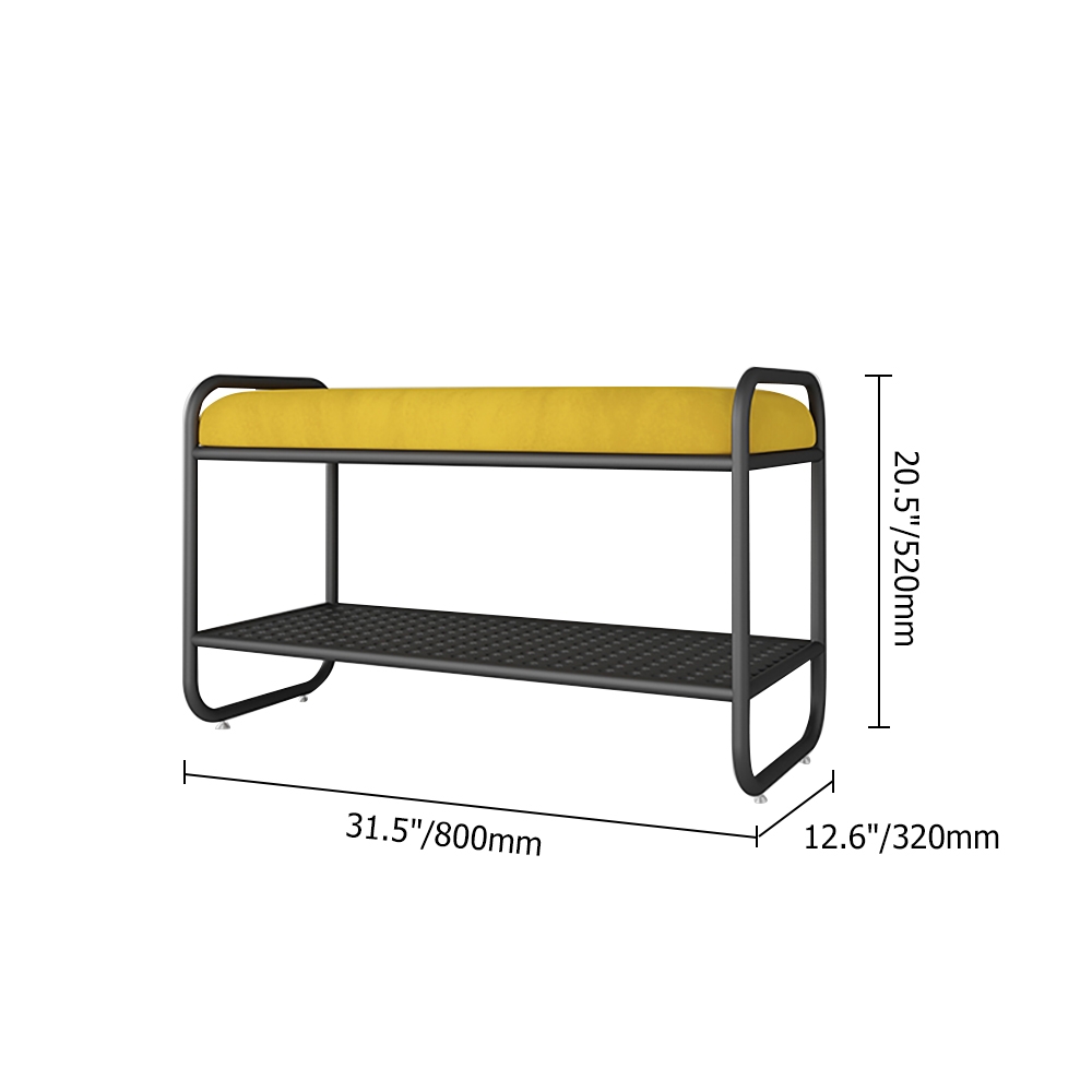 800mm Yellow Modern Velvet Upholstered Bench for Shoe Storage window image