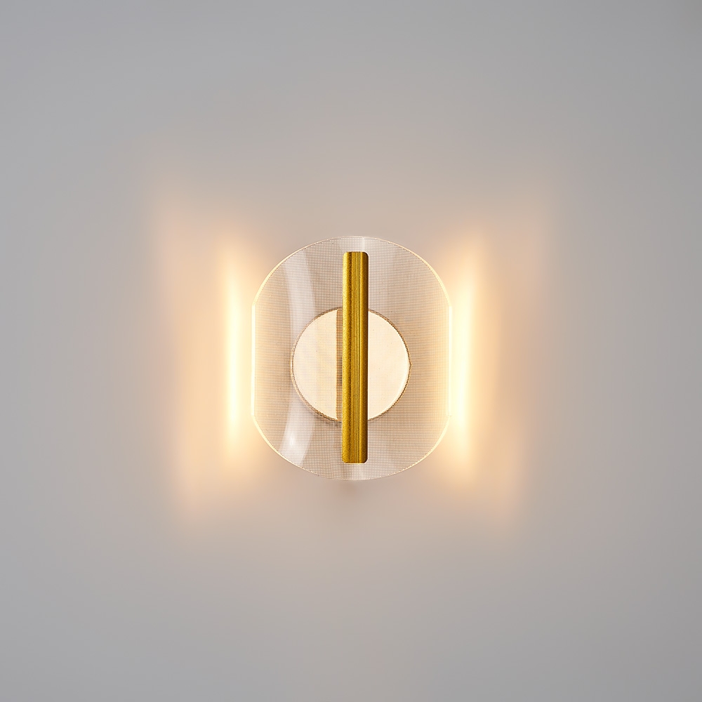 Gold LED Acrylic Wall Sconce 2 Light Indoor Wall Lamp Modern window image