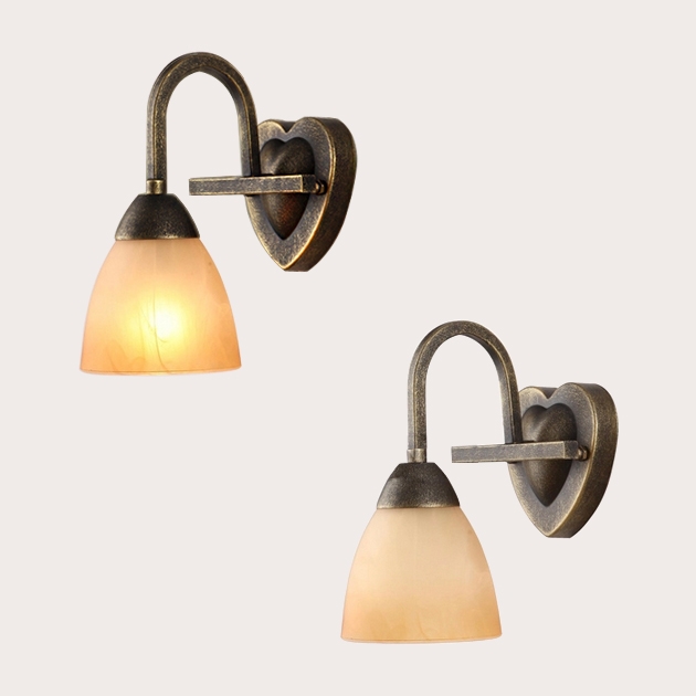 Seren Classic Style Single-Light Indoor Wall Sconce Golden Teak Glass Shaded Wall Lamp window image