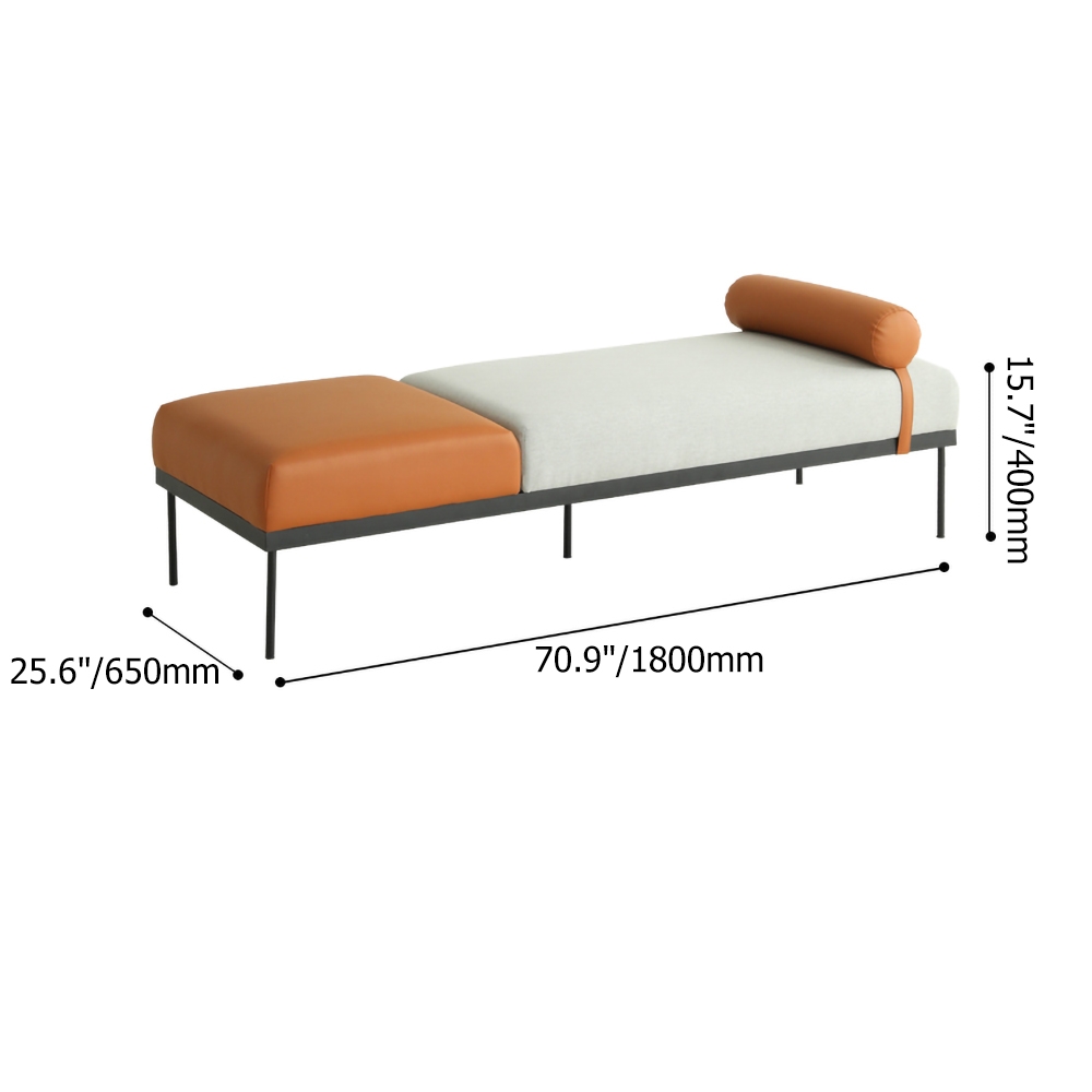 Modern Rectangular Ottoman Grey&Brown PU Leather and Cotton Upholstered Bench window image