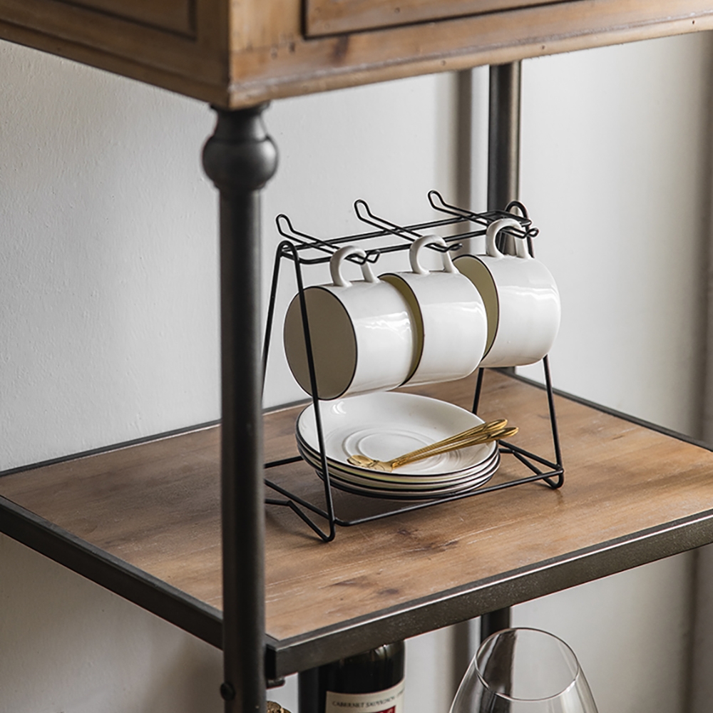 Industrial Standing Kitchen Shelving with Drawer in Black&Natural window image