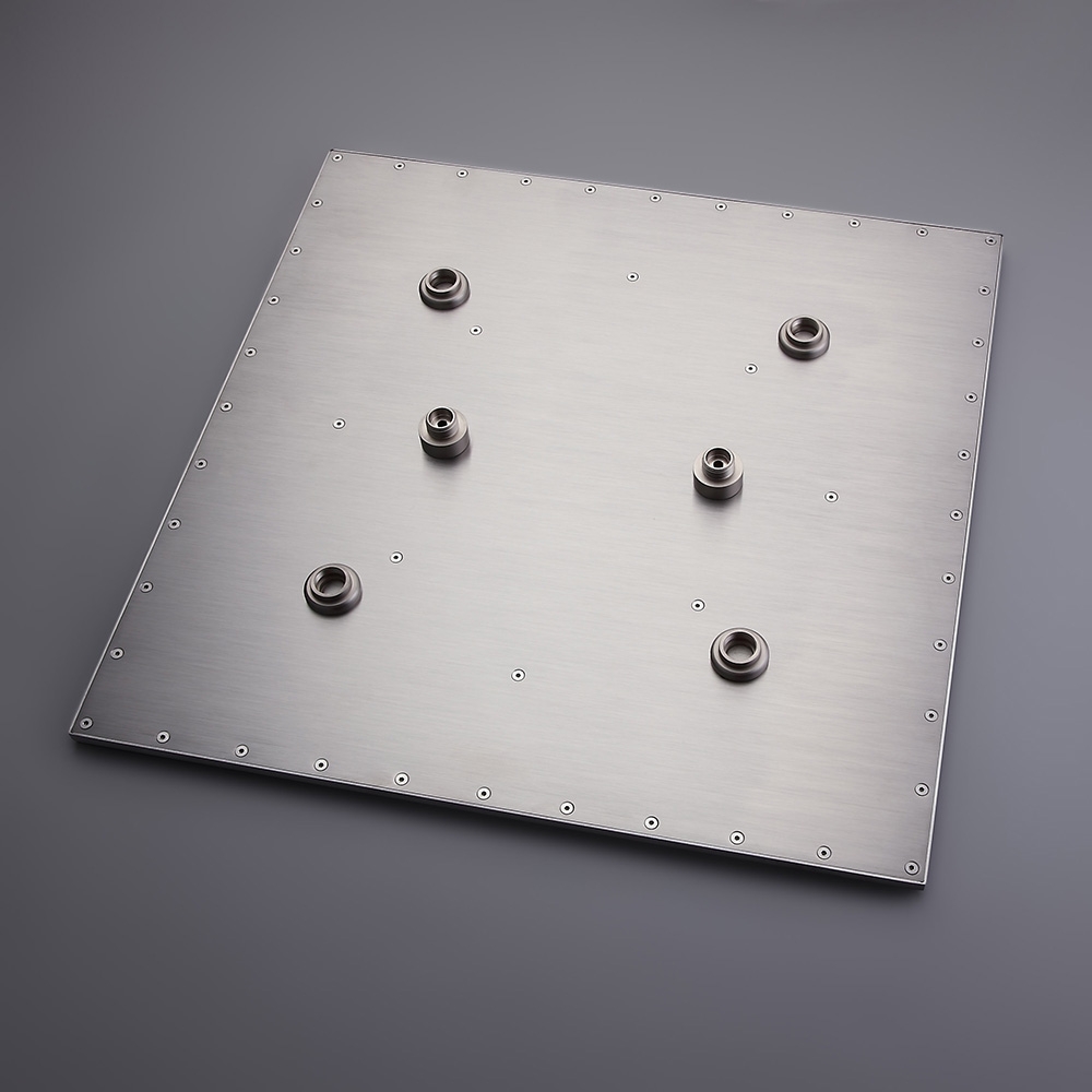 Modern Rain Thermostatic Brushed Nickel Shower Tap Flush Mount Shower System with Hand Shower & Body Jets Solid Brass window image