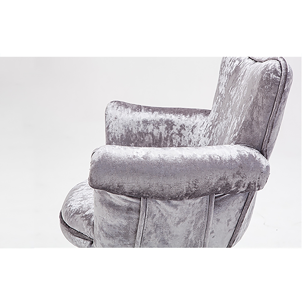 Grey Modern Task Chair Velvet Upholstered Swivel Office Chair Height Adjustable window image