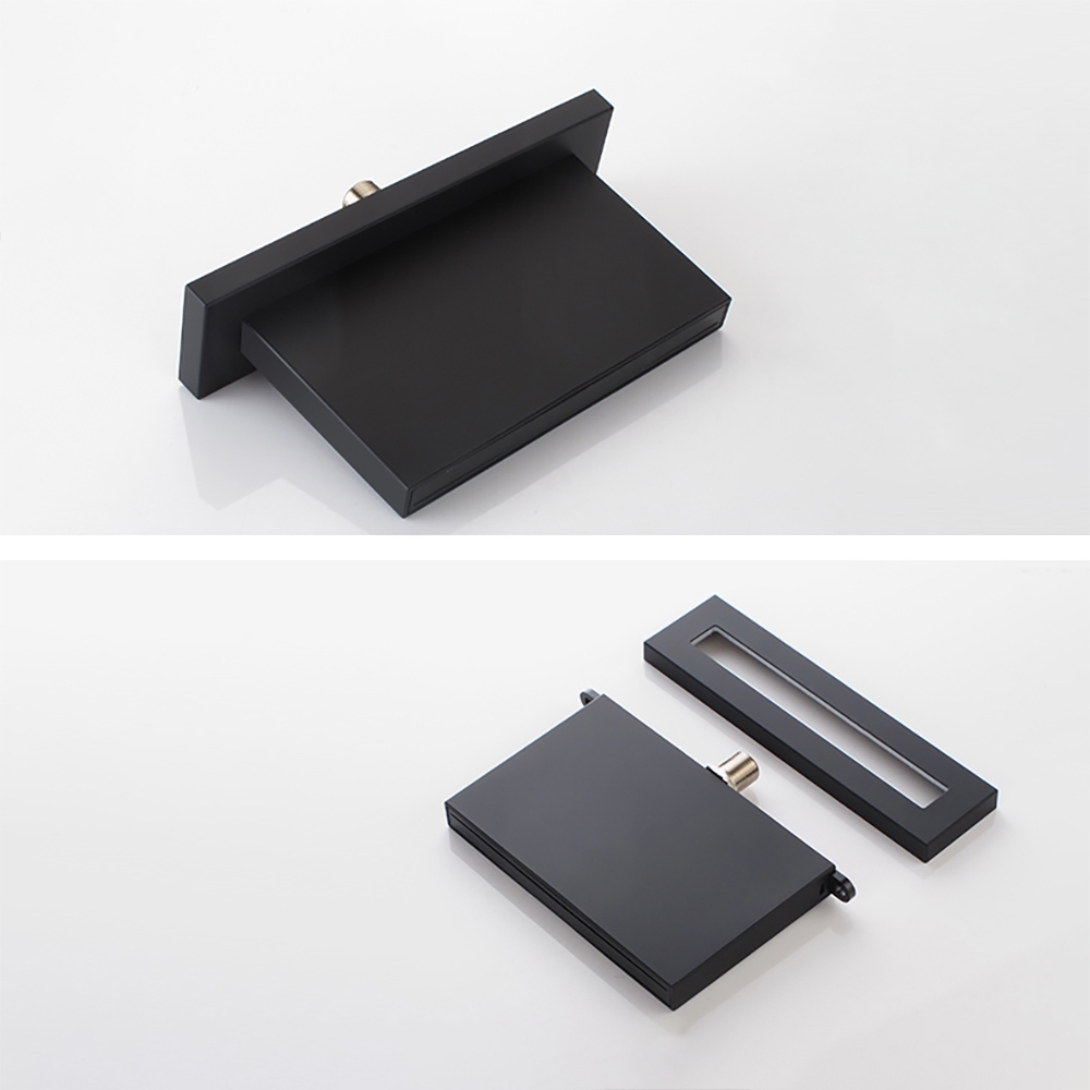 Sleek Wall Mounted Waterfall Bathtub Faucet with Handshower in Matte Black window image