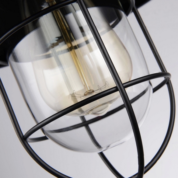 Avian Industrial Loft Single-Light Black Metal Pendant Light with Clear Glass Shade window image