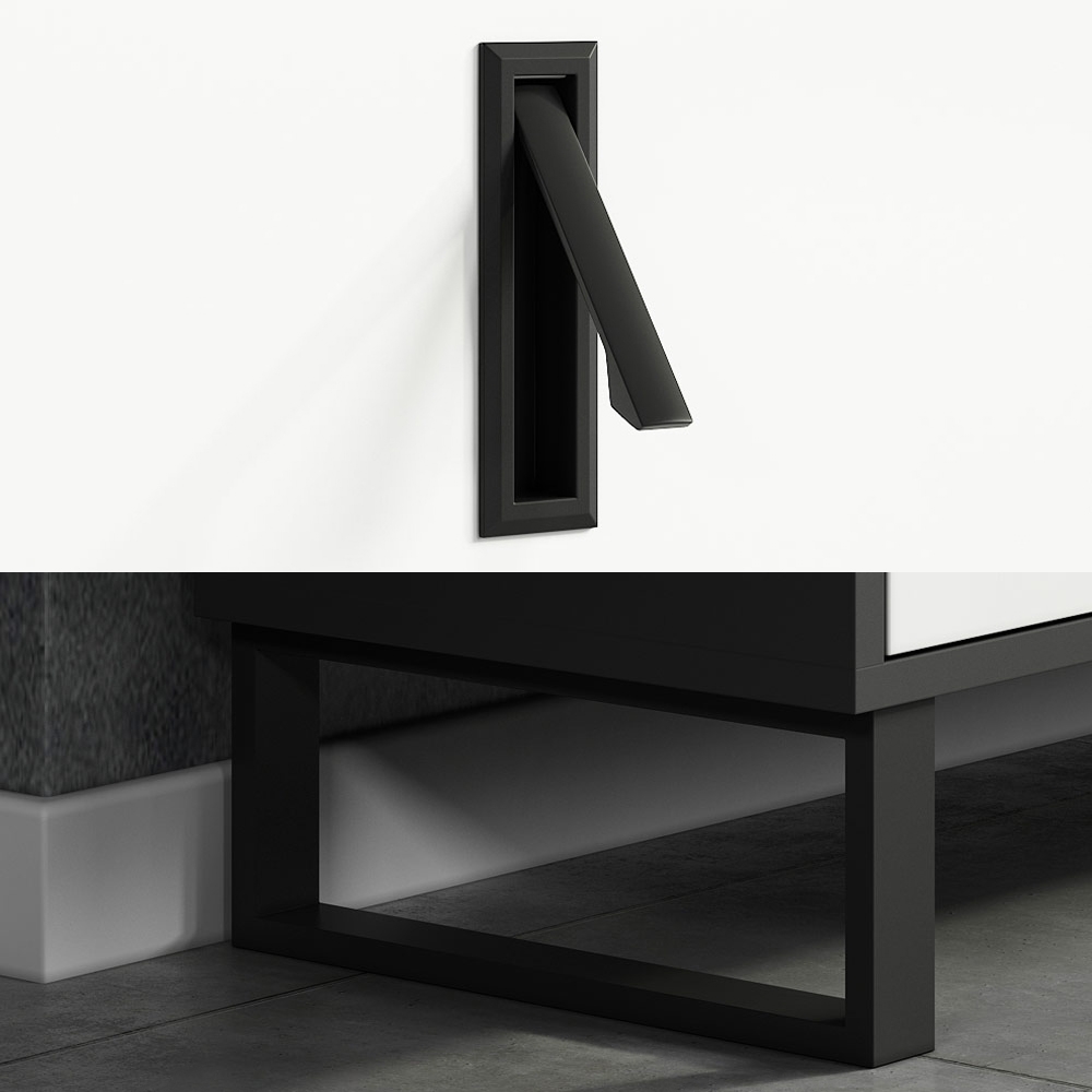 78" White & Gray TV Stand Minimalist Media Console with Doors & Drawers & Shelves window image