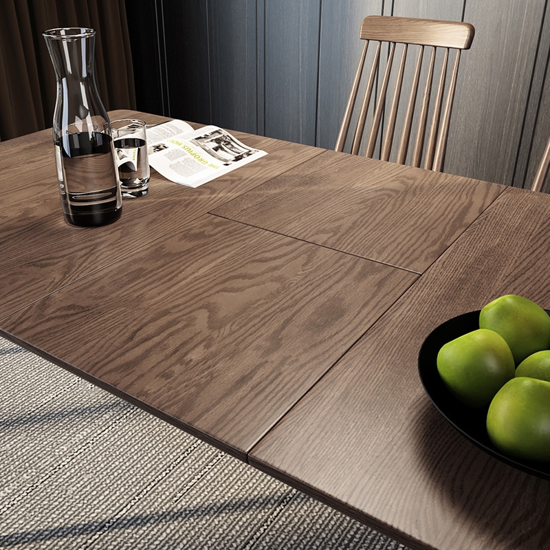 Modern Rectangular Extendable Dining Table Ash Wood Brown Dining Table 48" to 63" window image