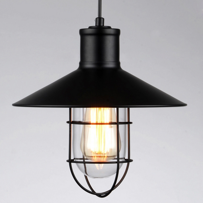 Avian Industrial Loft Single-Light Black Metal Pendant Light with Clear Glass Shade window image