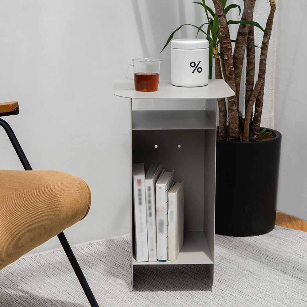 Green Side Table with Storage Metal window image