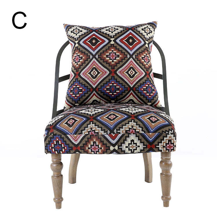 Retro Industrial Geometric Chair Armless Cocktail Chair Colorful Soft Fabric Slipper Chair with Back Pillow Style F window image