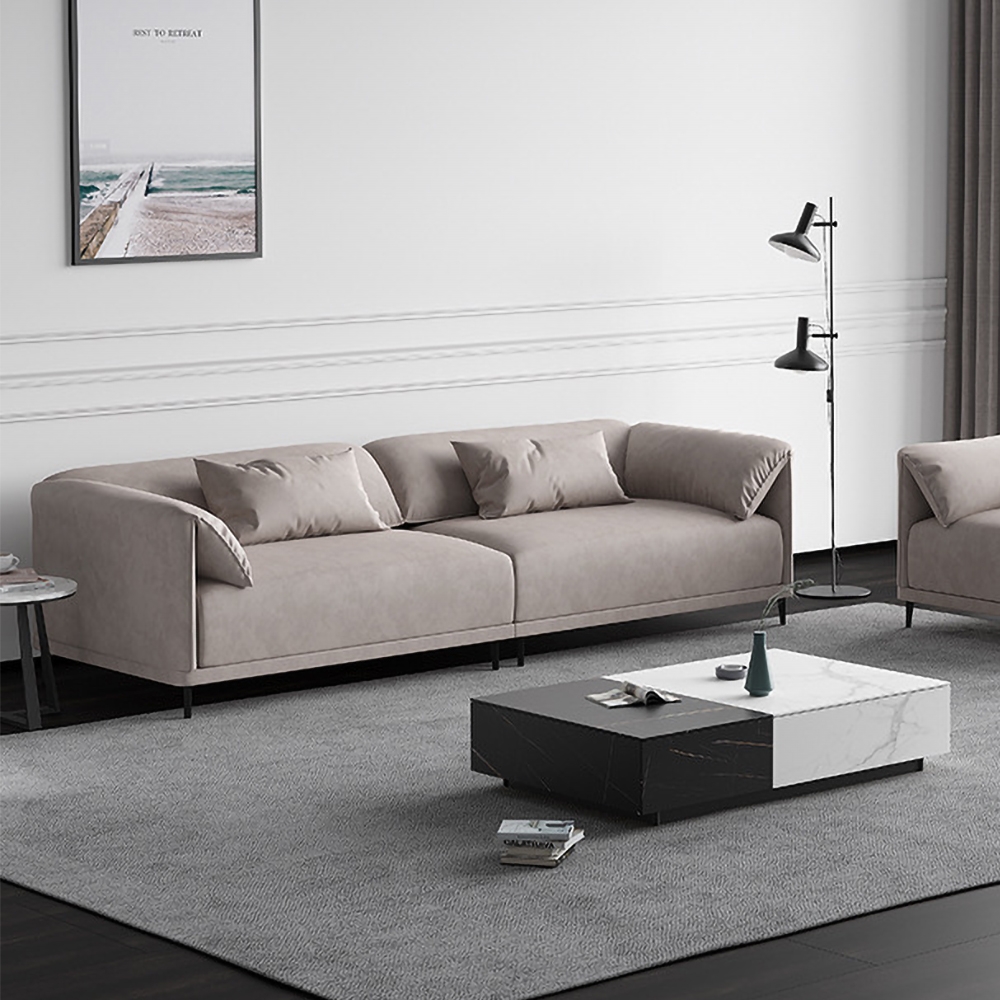 1800mm Grey Upholstered Sofa Modern Leath-Aire Black Legs window image