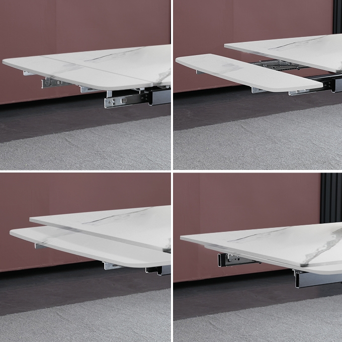 White Extendable Dining Table Rectangular Sintered Stone Dining Room Table window image