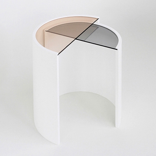 Modern Chic Nesting Side Table Half Circle Side Table Glass Top Side Table White End Table 2 Piece window image