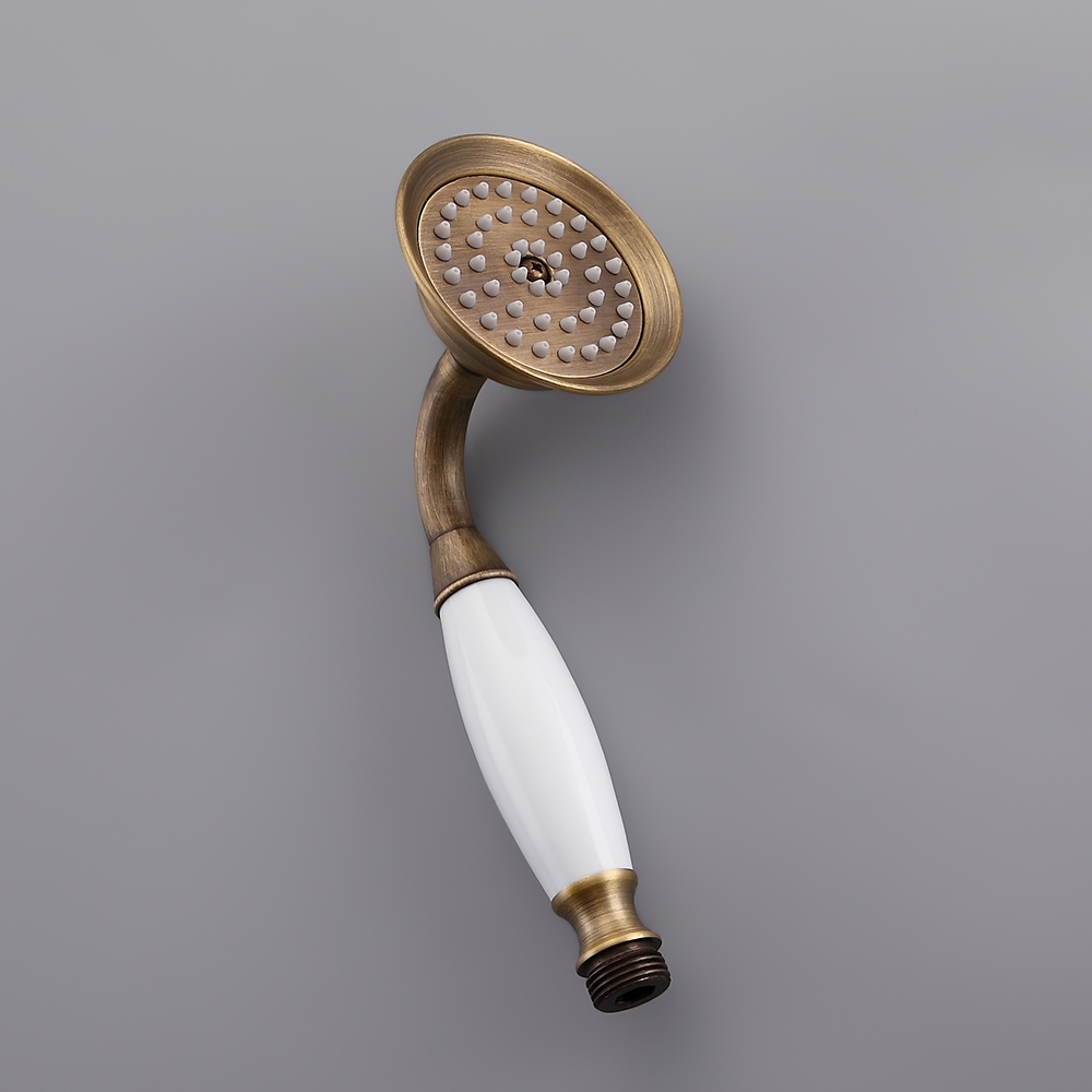 Fair Solid Brass Single Handle Wall Mount Round Rain Shower Head & Hand Shower System in Antique Brass