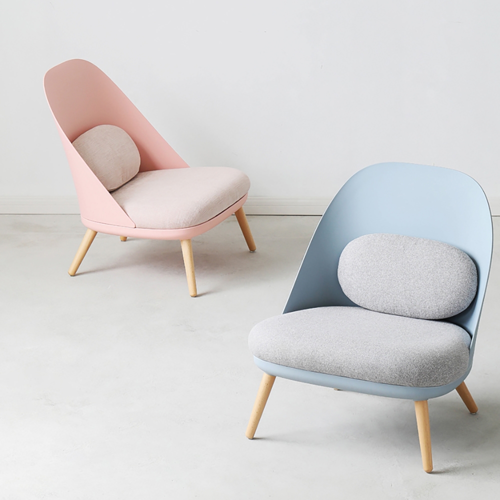 Modern Upholstered Blue Accent Side Chair with Wooden Legs window image