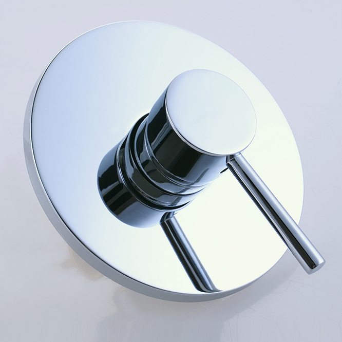 Modern Round Style Solid Brass 1 Outlet Mixing Shower Valve with Cover Plate in Polished Chrome window image