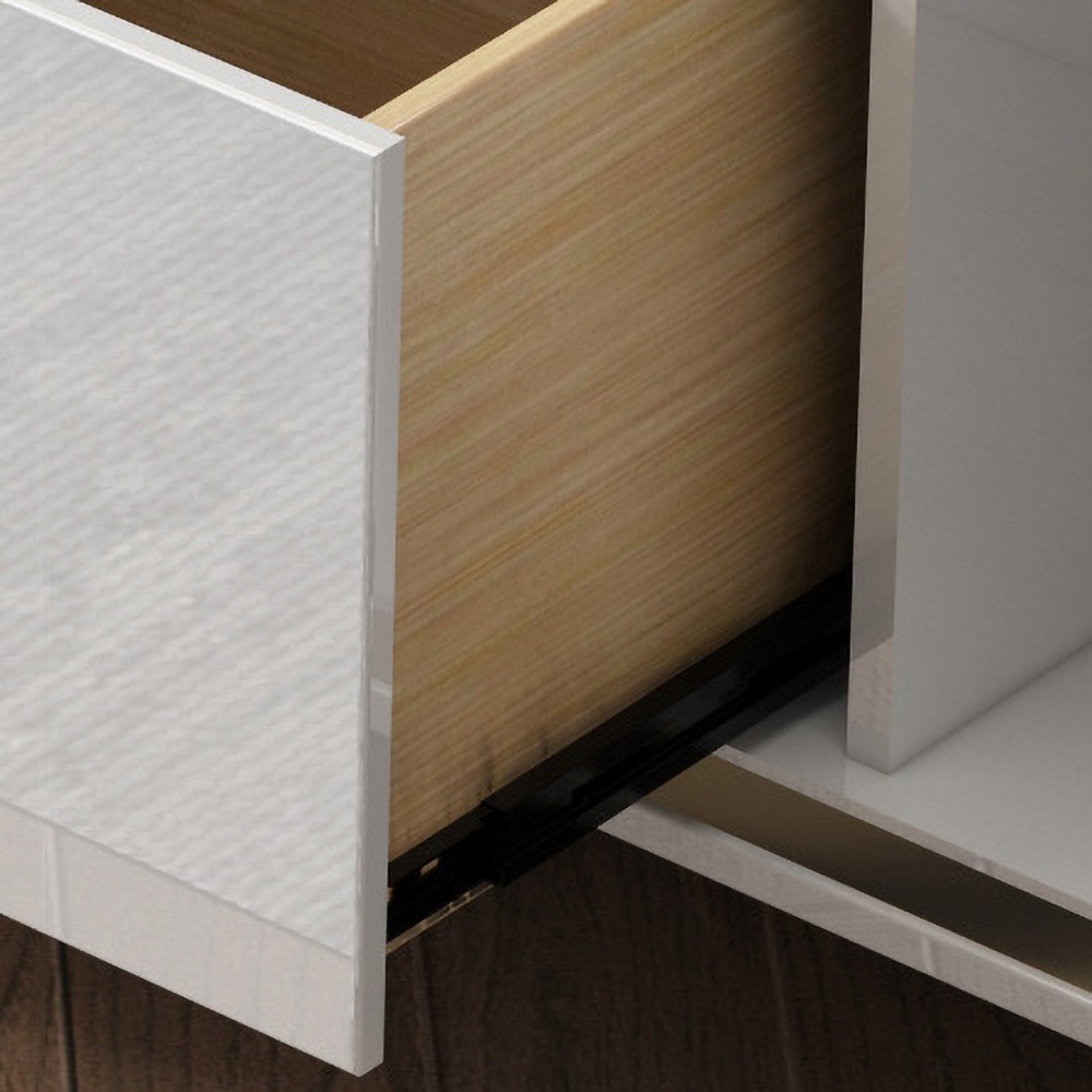 Minimalist White TV Stand Media Console with 2 Drawers & 2 Doors in Small window image