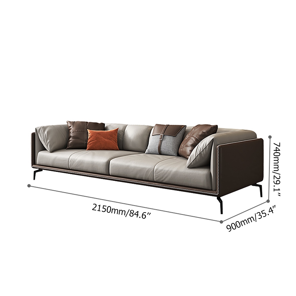 84.6" Modern Sofa Genuine Leather Upholstered Sofa 3-Seater Sofa Luxury Sofa
