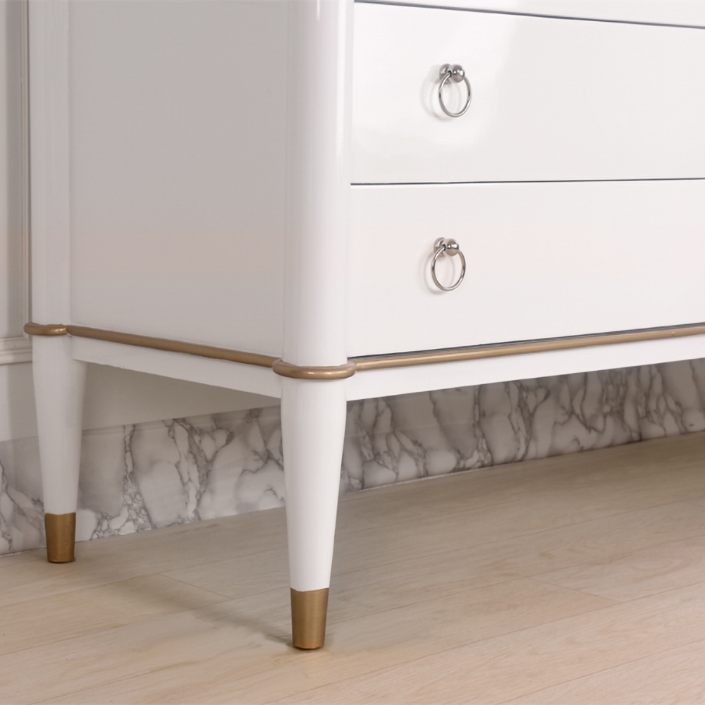 1500mm White Cabinet Glossy Bedroom Dresser with 6 Drawers in Gold window image
