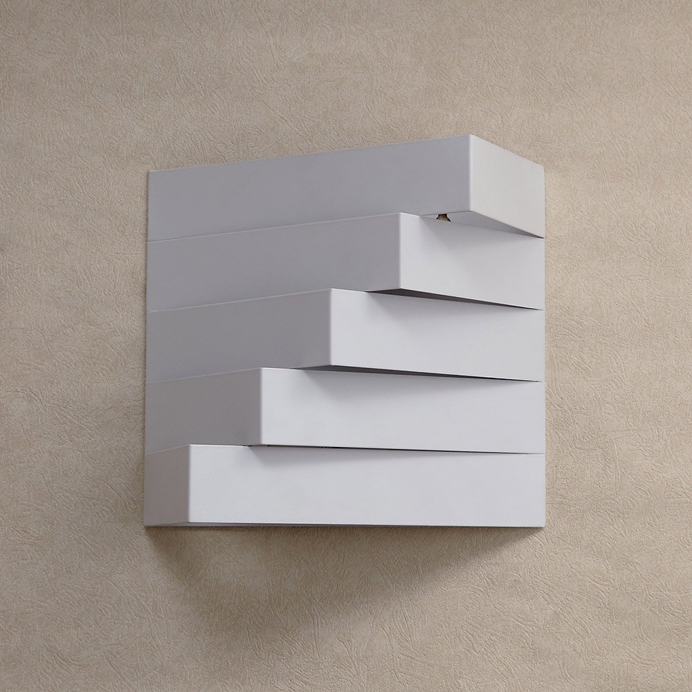 Contemporary 2-Light White Metal Geometric Indoor Lighting Wall Light window image